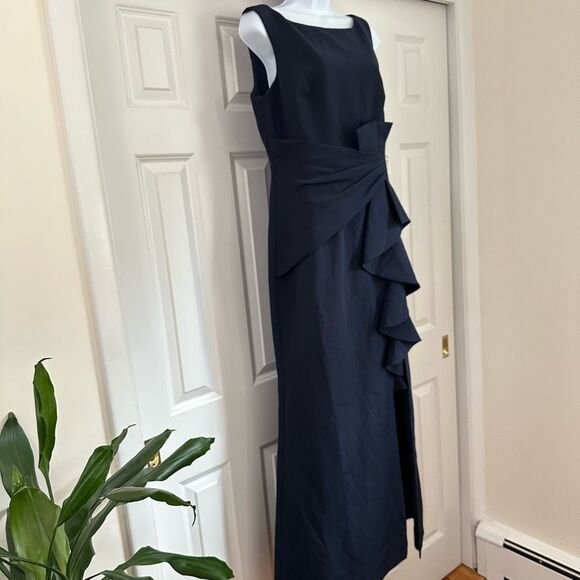 Eliza J Ruffle Front Gown Navy size 12 - Picture 4 of 12